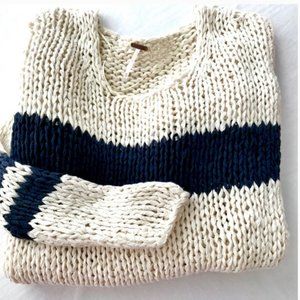 Free People Macrame Open Weave Stripe Sweater
